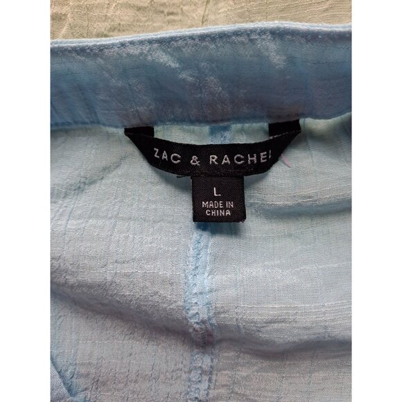 Zac & Rachel Women Tunic Top L Ombre Button Up Lightweight Summer Tie Front Boho - Picture 4 of 6